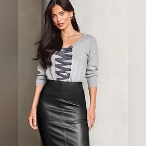 Anthropologie Sparrow Light Gray Cardigan with Zig Zag Detail